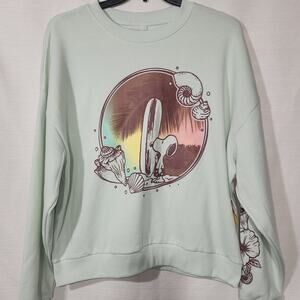 Snoopy surfing green sweatshirt size large